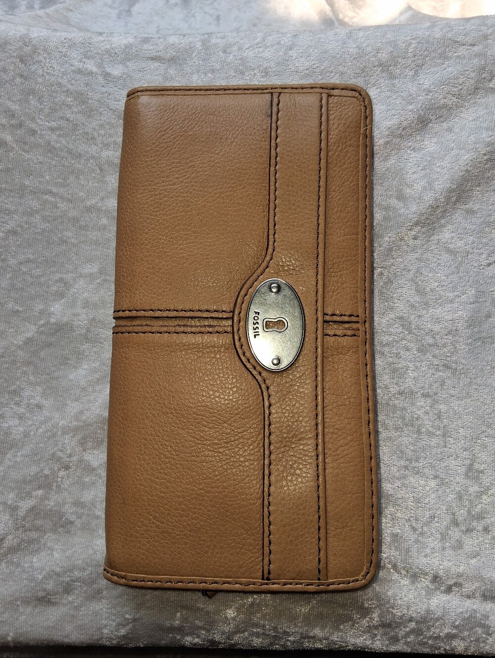 Fossil Maddox Leather Flap Clutch Wallet - Camel/Tan - NWOT